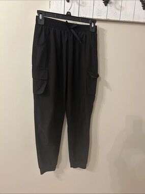 Girls Black Cargo Jogger Pants